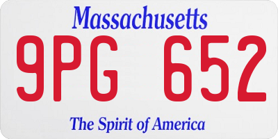 MA license plate 9PG652
