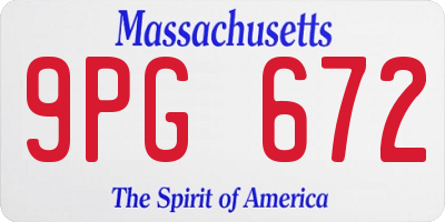 MA license plate 9PG672