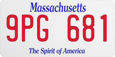 MA license plate 9PG681
