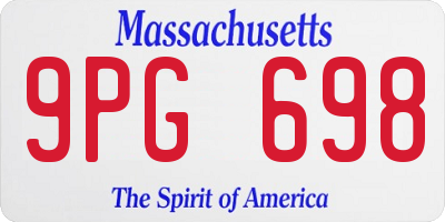 MA license plate 9PG698