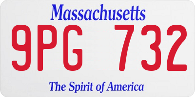 MA license plate 9PG732