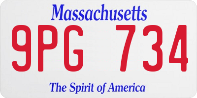 MA license plate 9PG734