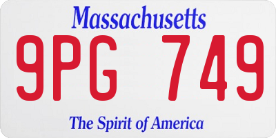 MA license plate 9PG749