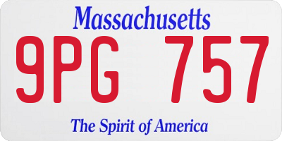MA license plate 9PG757