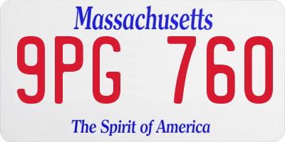 MA license plate 9PG760