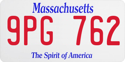 MA license plate 9PG762