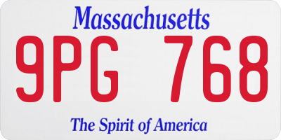 MA license plate 9PG768