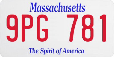MA license plate 9PG781