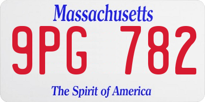 MA license plate 9PG782