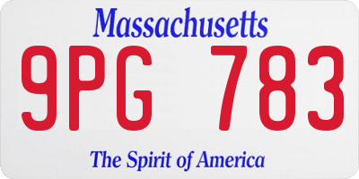 MA license plate 9PG783