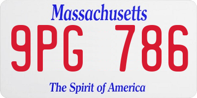 MA license plate 9PG786