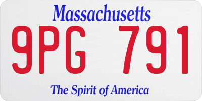 MA license plate 9PG791