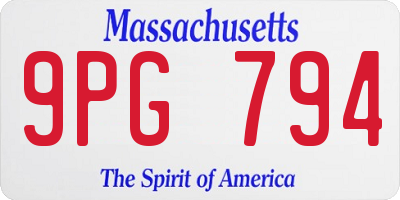 MA license plate 9PG794