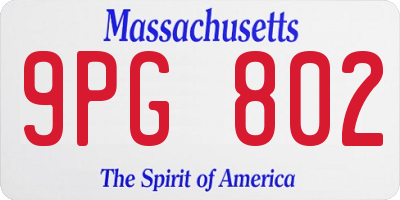 MA license plate 9PG802