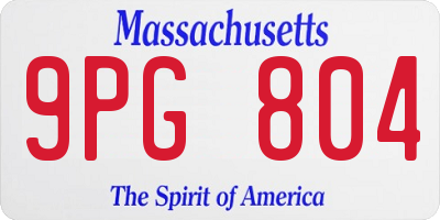 MA license plate 9PG804