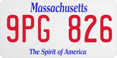 MA license plate 9PG826