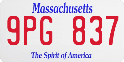 MA license plate 9PG837