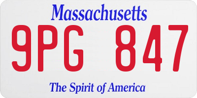 MA license plate 9PG847