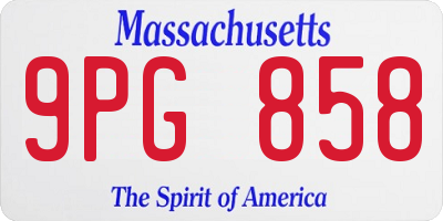 MA license plate 9PG858