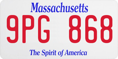 MA license plate 9PG868