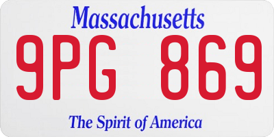 MA license plate 9PG869
