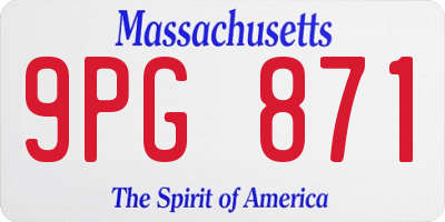 MA license plate 9PG871