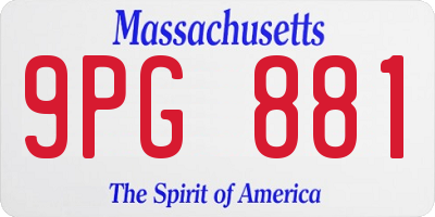 MA license plate 9PG881