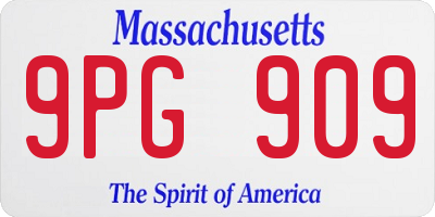 MA license plate 9PG909