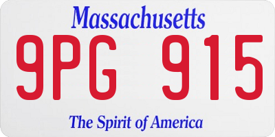 MA license plate 9PG915