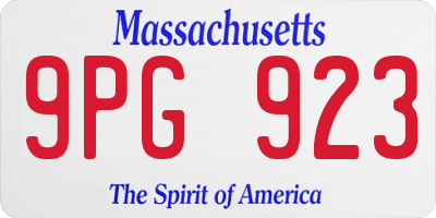 MA license plate 9PG923
