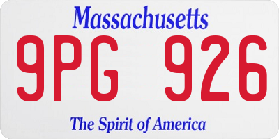 MA license plate 9PG926