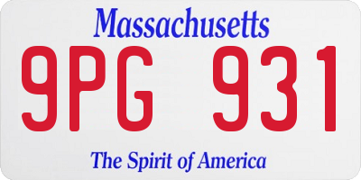 MA license plate 9PG931