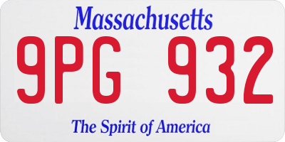 MA license plate 9PG932