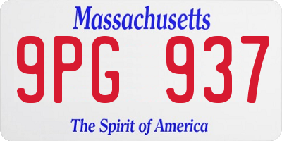 MA license plate 9PG937