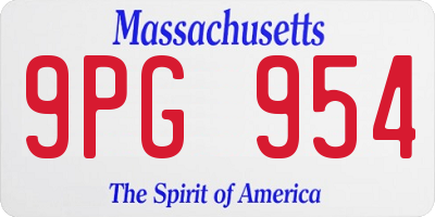 MA license plate 9PG954