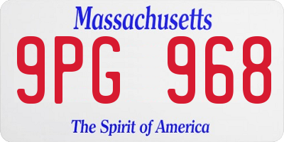 MA license plate 9PG968