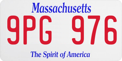 MA license plate 9PG976