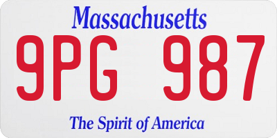 MA license plate 9PG987
