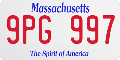 MA license plate 9PG997