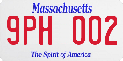 MA license plate 9PH002