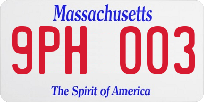 MA license plate 9PH003
