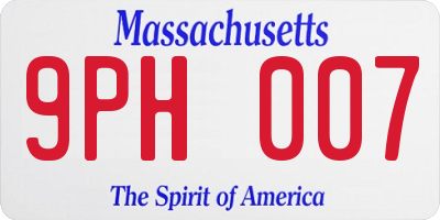 MA license plate 9PH007