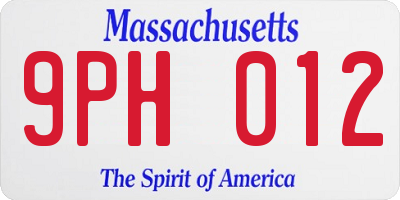 MA license plate 9PH012