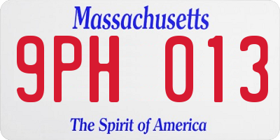MA license plate 9PH013