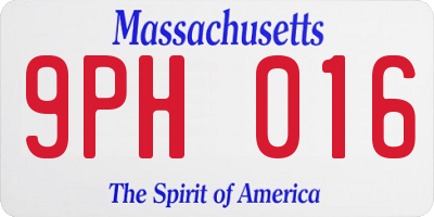 MA license plate 9PH016