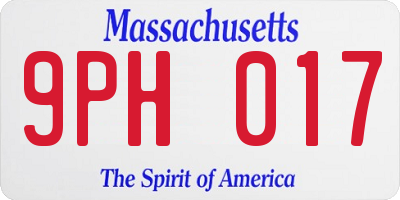 MA license plate 9PH017