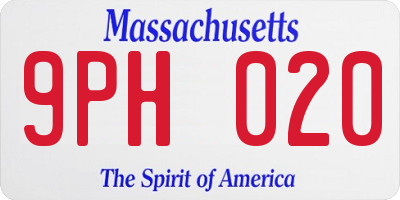 MA license plate 9PH020