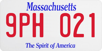 MA license plate 9PH021