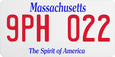 MA license plate 9PH022