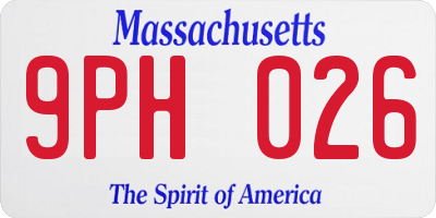 MA license plate 9PH026